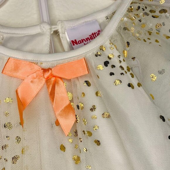 Nannette Girl’s Set White Gold Dress+ Pants - Picture 5 of 6